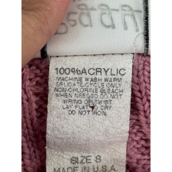 Peggy's vtg Pink Cable Knit Short Sleeve Sweater Top Size S - Picture 7 of 8